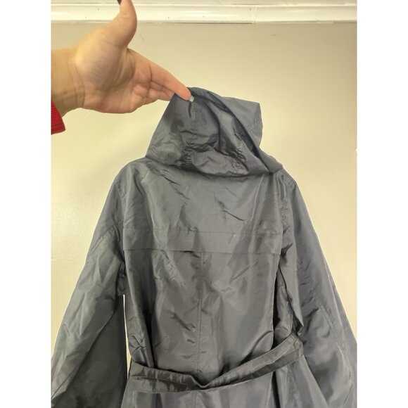 Brandon Thomas Womens 1X Black Rain Coat Tie Waist Double Breasted Outdoors Chic - Picture 4 of 13